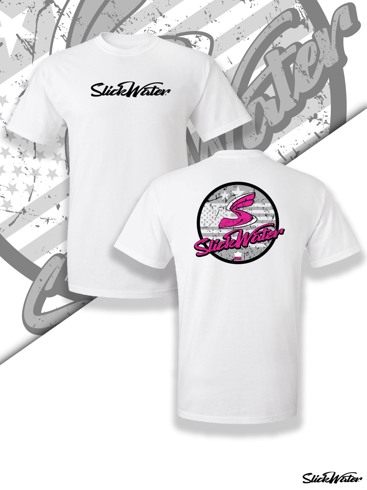 Slick Water “Original S-Wave” T-Shirt - White/Black/Pink