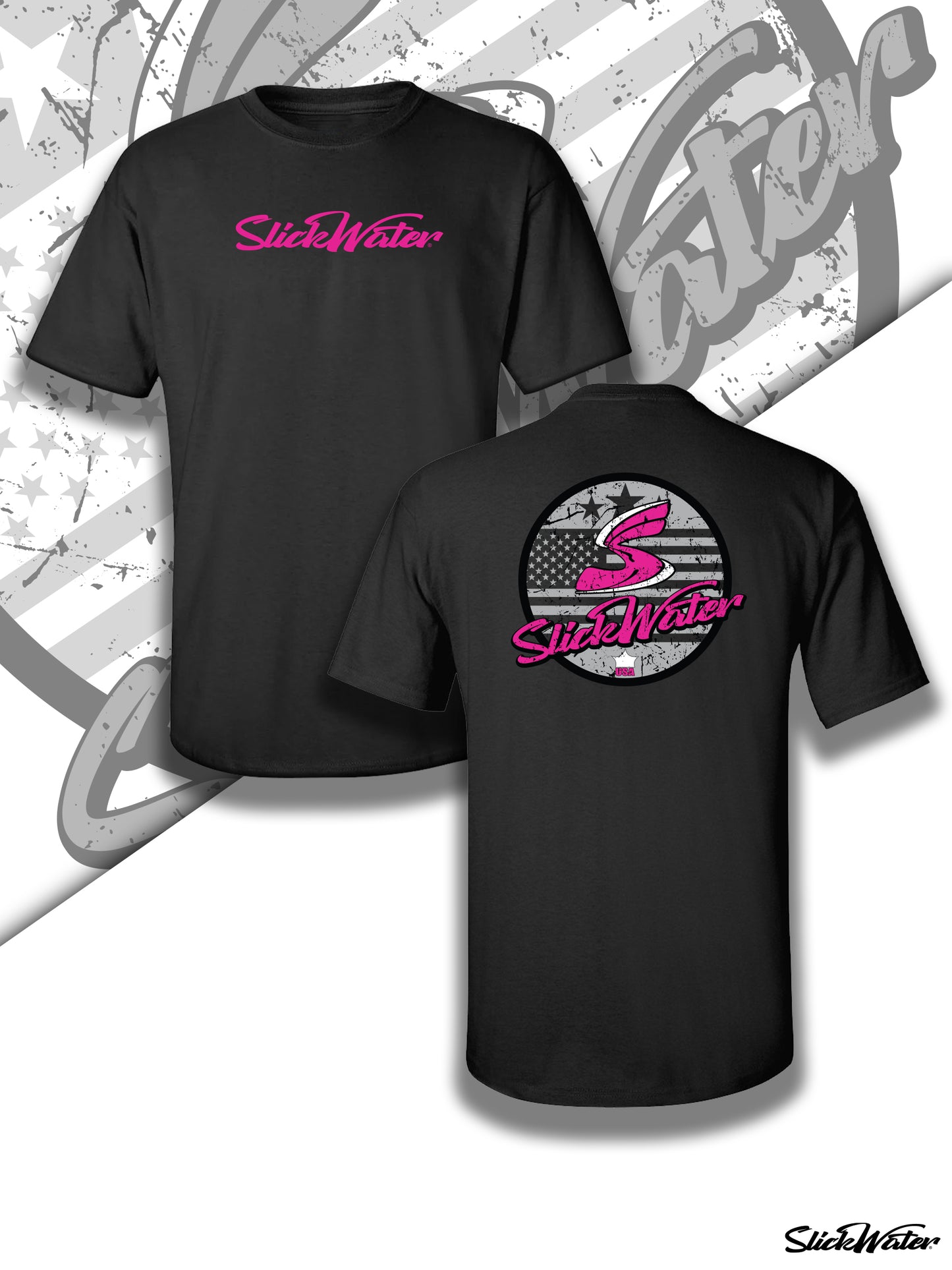 Slick Water “Original S-Wave” T-Shirt - Black/Pink