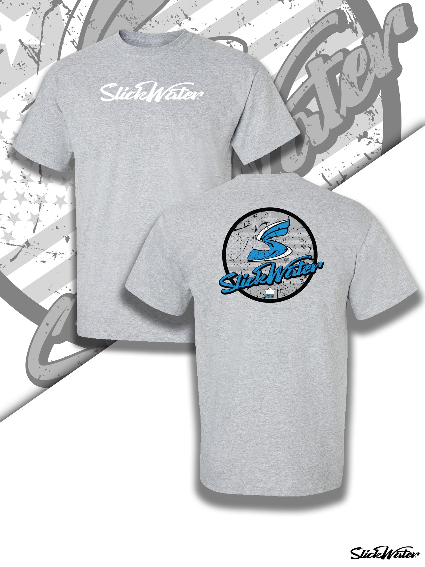 Slick Water “Original S-Wave” T-Shirt - Gray/White/Blue