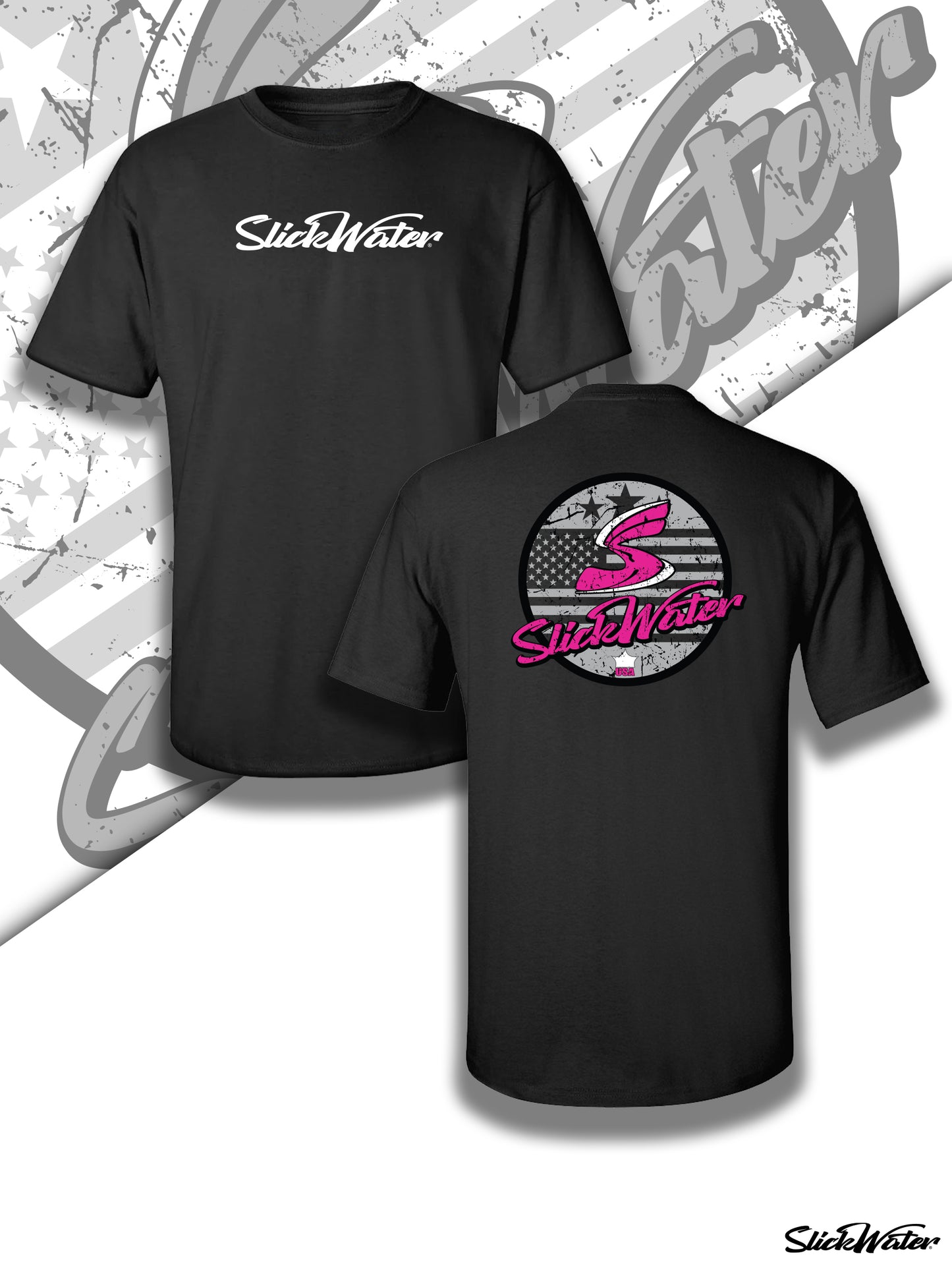 Slick Water “Original S-Wave” T-Shirt - Black/White/Pink