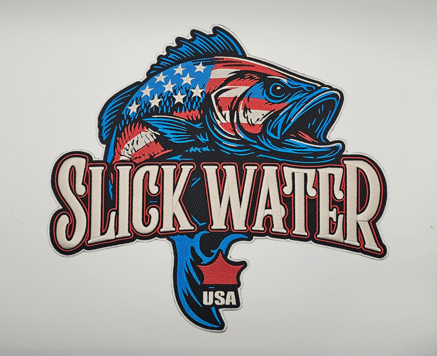 Slick Water "Patriot Bass" Embroidered Patch - 12inch