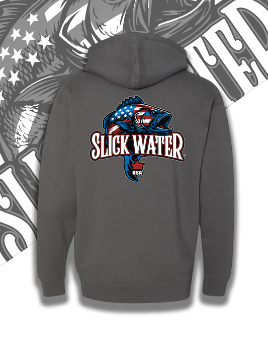 Slick Water “Patriot Bass” Hoodie - Charcoal