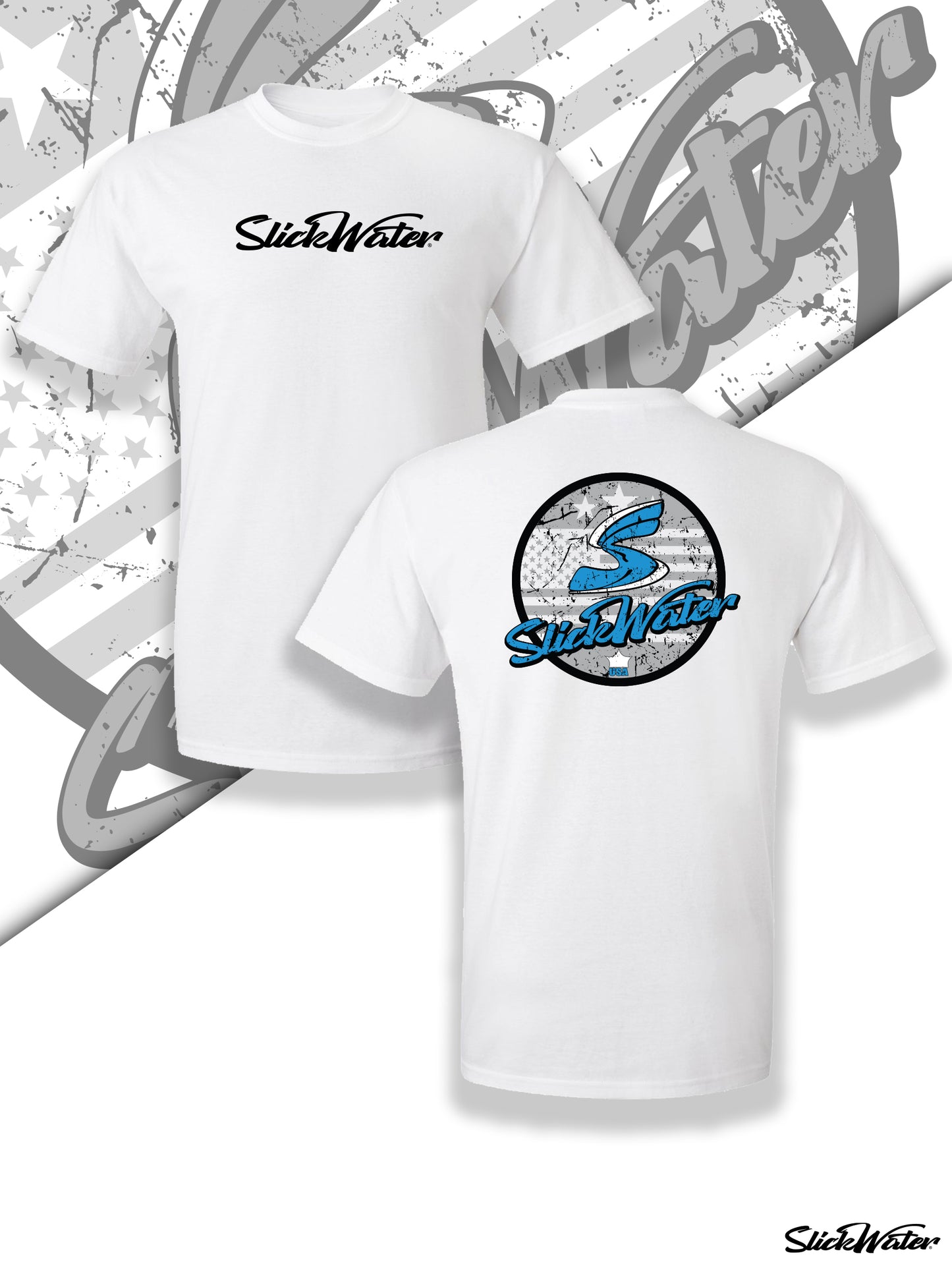 Slick Water “Original S-Wave” T-Shirt - White/Black/Blue