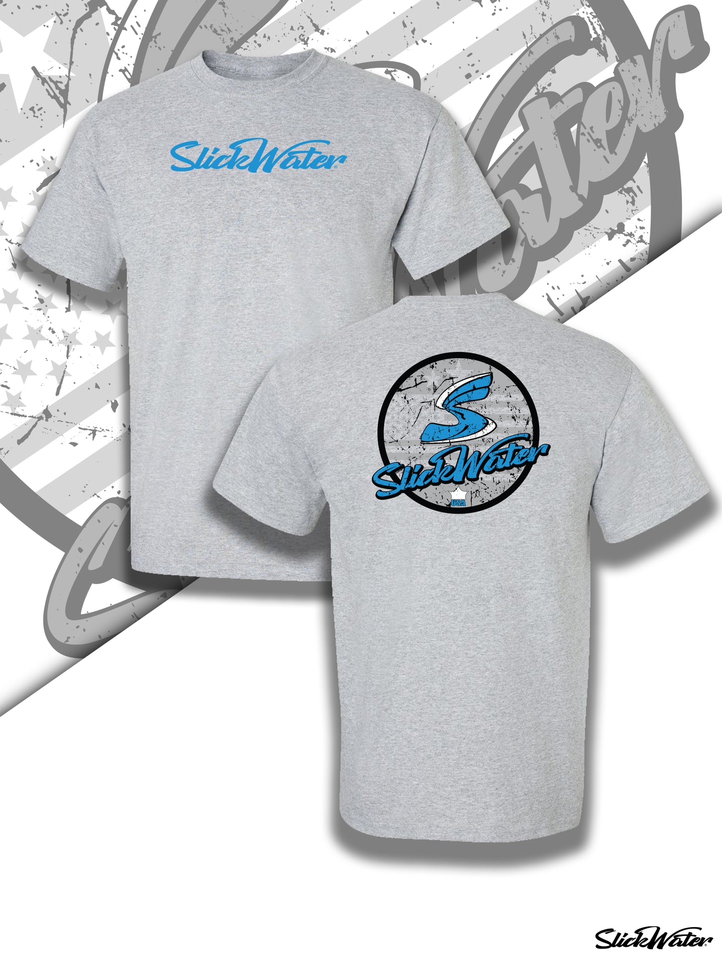 Slick Water “Original S-Wave” T-Shirt - Gray/Blue