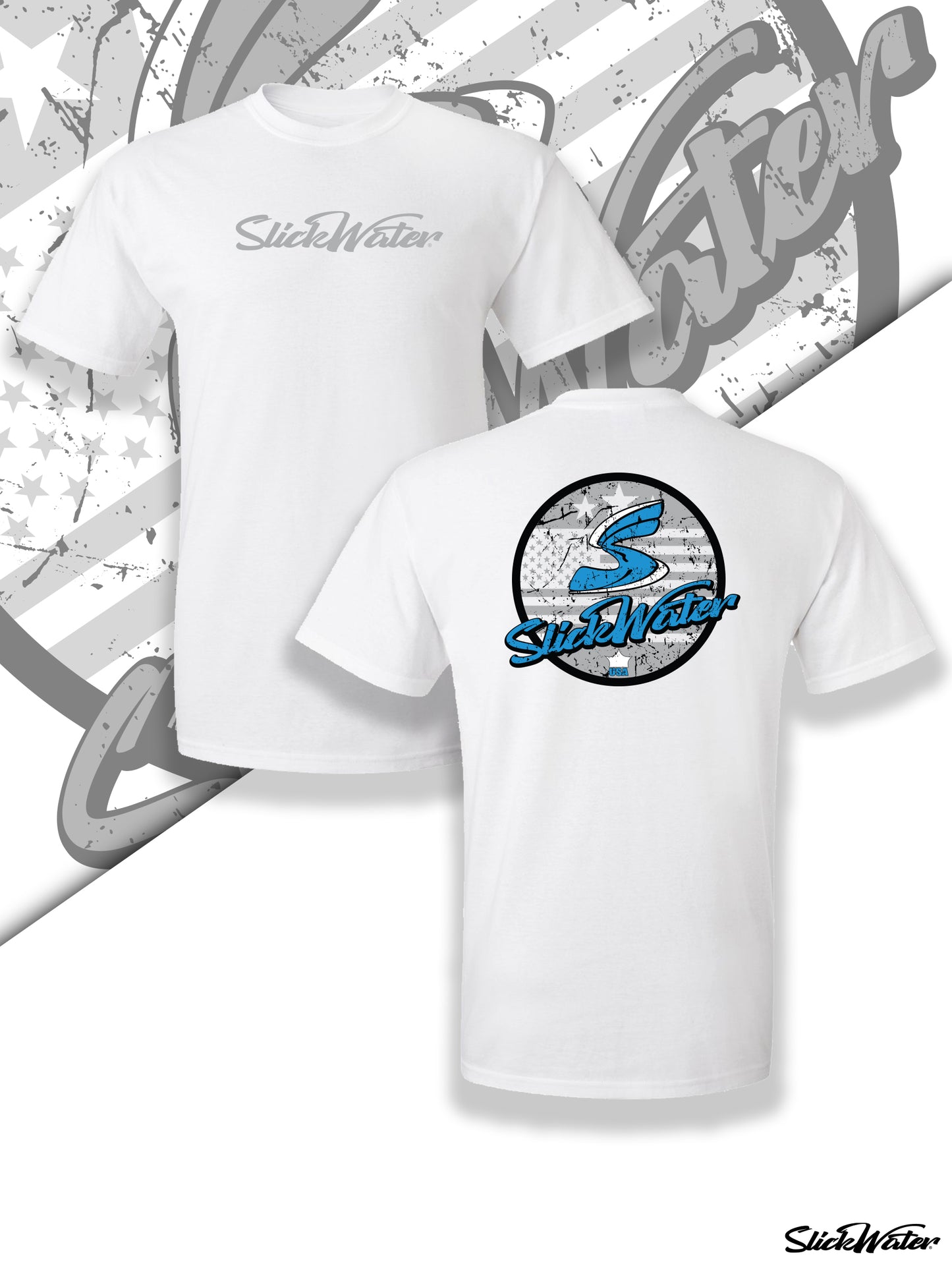 Slick Water “Original S-Wave” T-Shirt - White/Gray/Blue