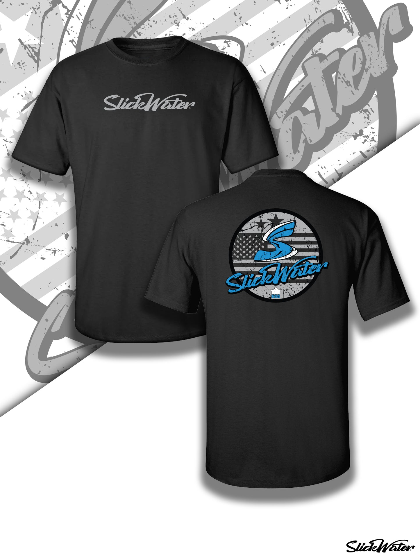 Slick Water “Original S-Wave” T-Shirt - Black/Gray/Blue