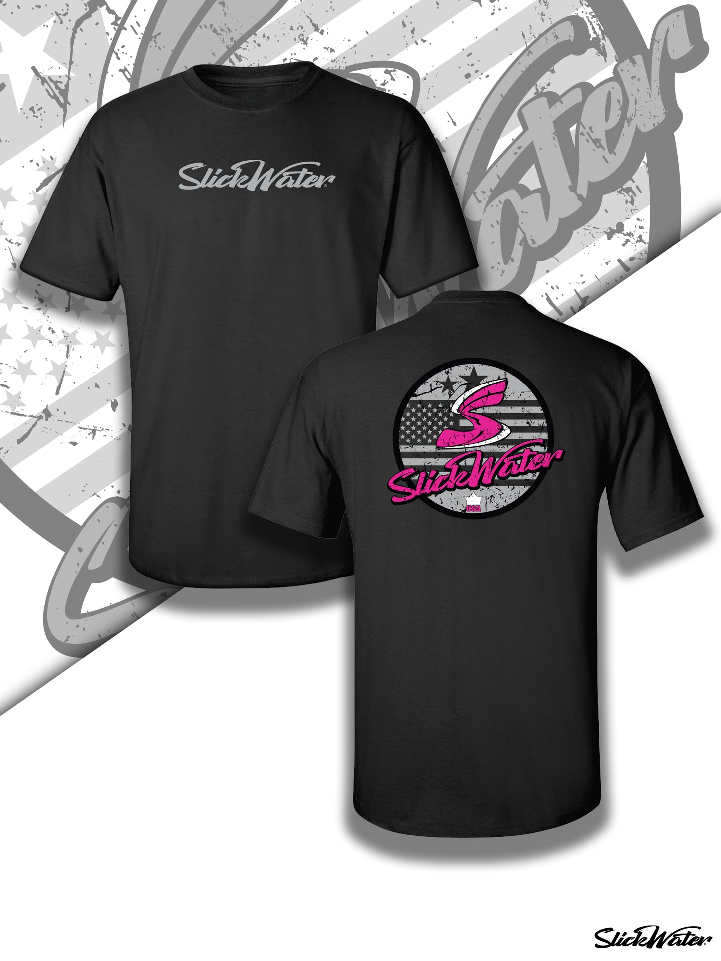 Slick Water “Original S-Wave” T-Shirt - Black/Gray/Pink