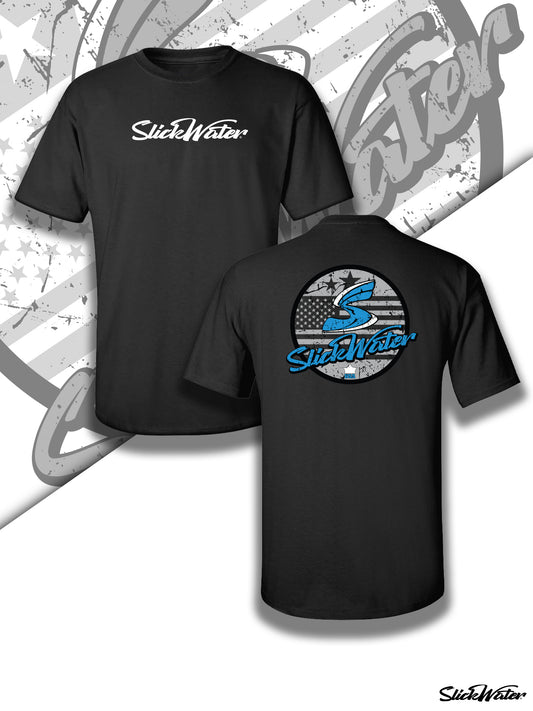 Slick Water “Original S-Wave” T-Shirt - Black/White/Blue