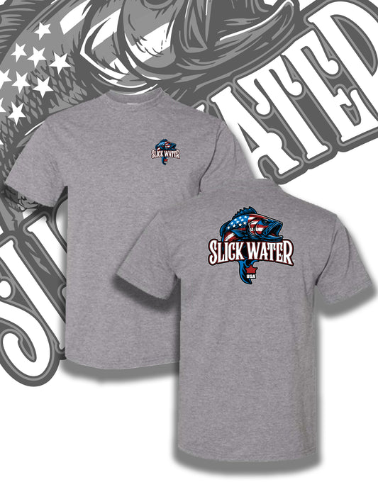 Slick Water “Patriot Bass” T-Shirt - Graphite Heather