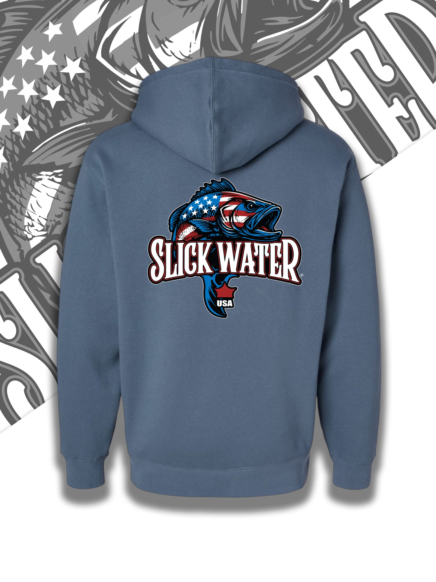 Slick Water “Patriot Bass” Hoodie - Storm Blue