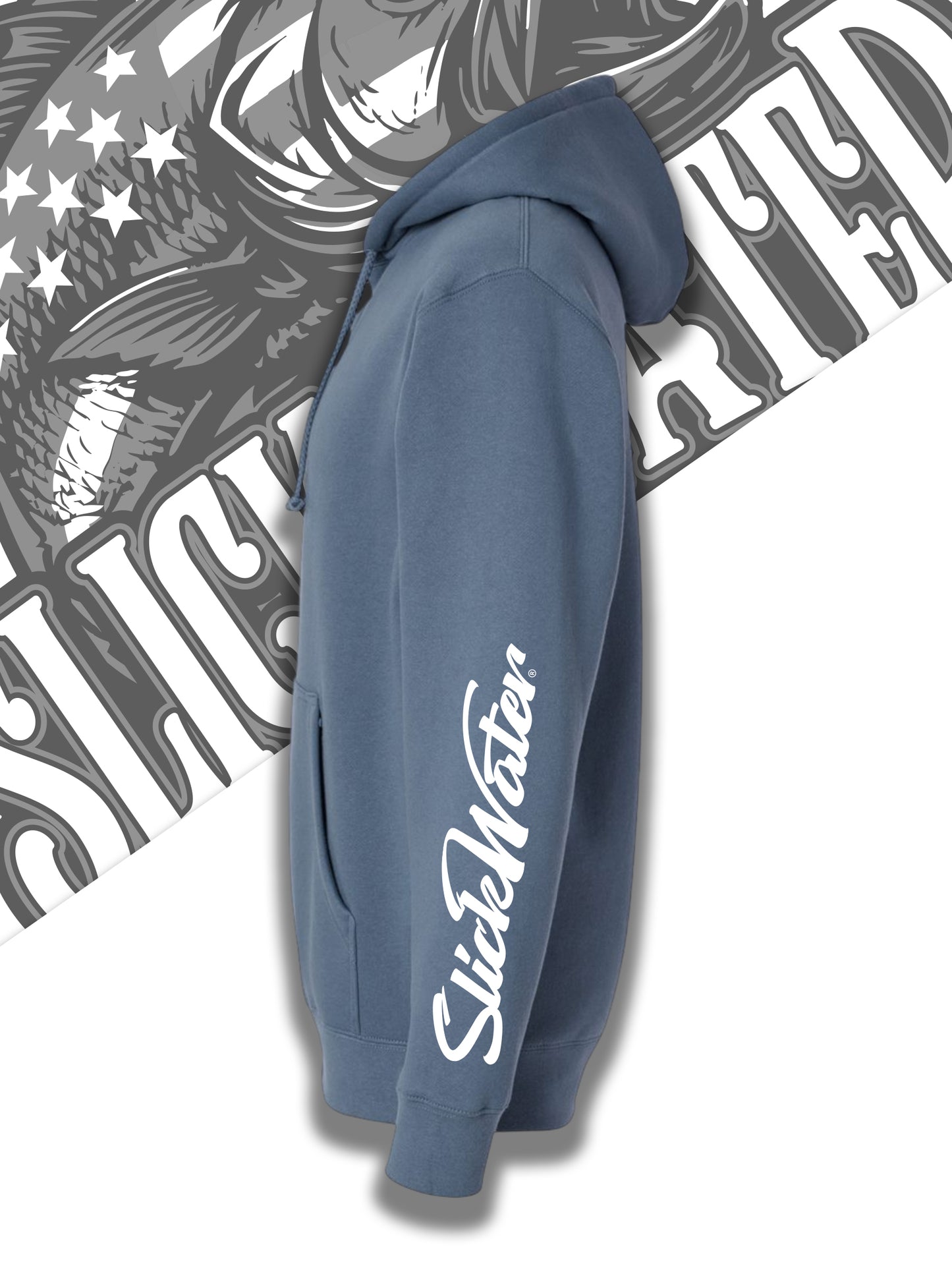 Slick Water “Patriot Bass” Hoodie - Storm Blue